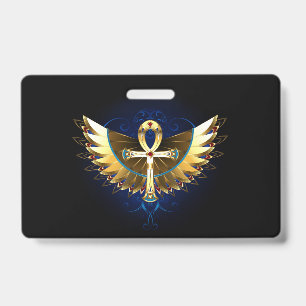 Gold Ankh with Wings ID Badge