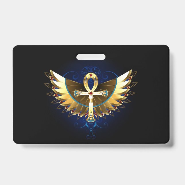 Gold Ankh with Wings ID Badge (Front)