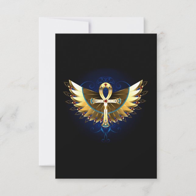 Gold Ankh with Wings Invitation (Front)