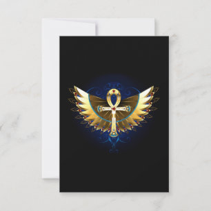 Gold Ankh with Wings Invitation