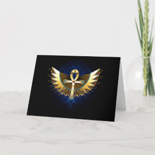 Gold Ankh with Wings Invitation