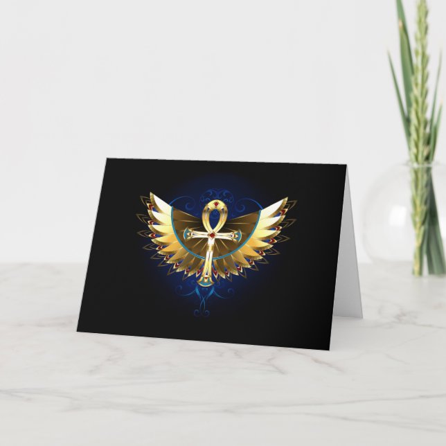 Gold Ankh with Wings Invitation (Front)