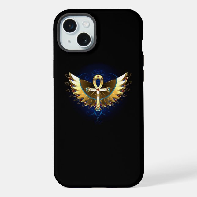 Gold Ankh with Wings iPhone Case (Back)