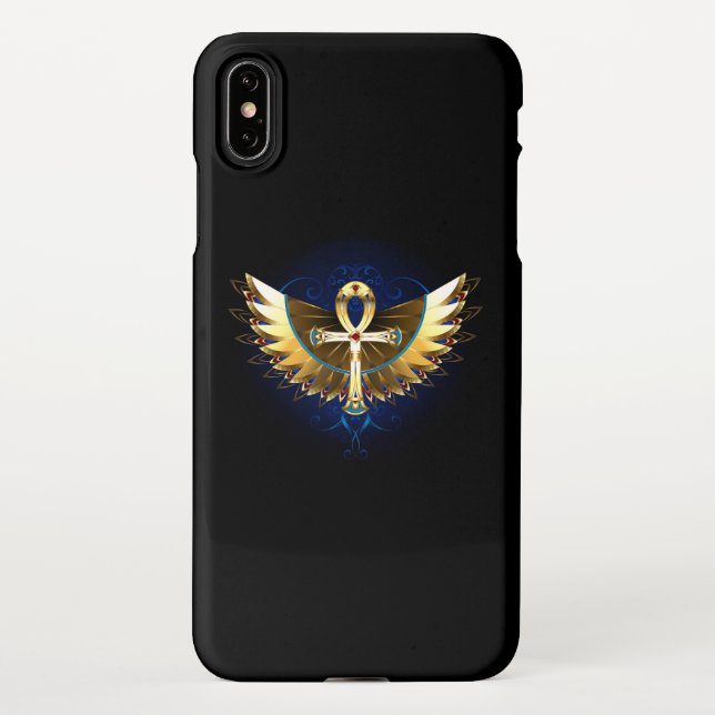Gold Ankh with Wings iPhone Case (Back)