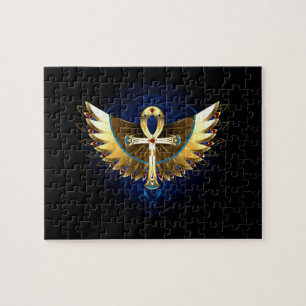 Gold Ankh with Wings Jigsaw Puzzle