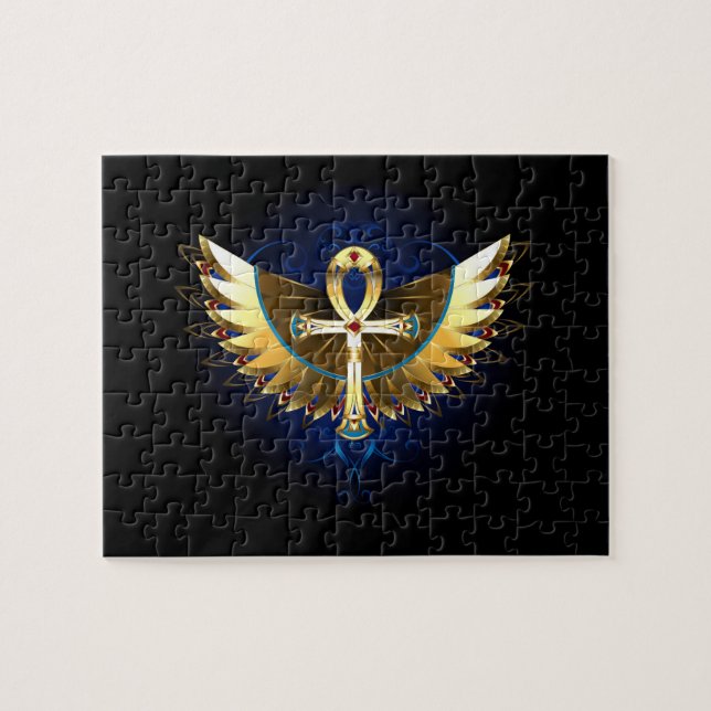 Gold Ankh with Wings Jigsaw Puzzle (Horizontal)