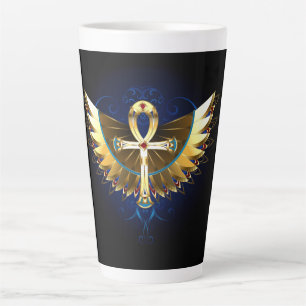 Gold Ankh with Wings Latte Mug