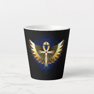 Gold Ankh with Wings Latte Mug
