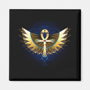 Gold Ankh with Wings Magnet