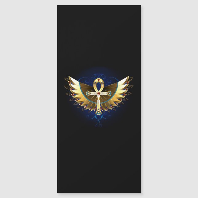 Gold Ankh with Wings Magnetic Invitation (Front)