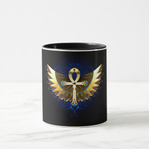 Gold Ankh with Wings Mug