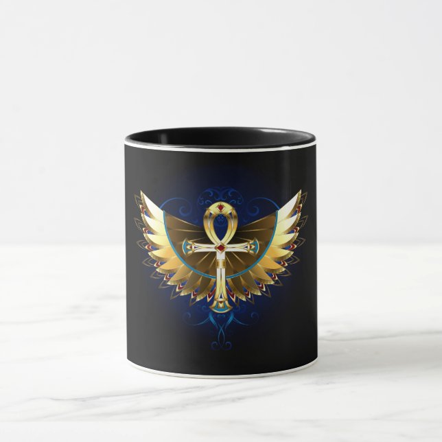 Gold Ankh with Wings Mug (Center)