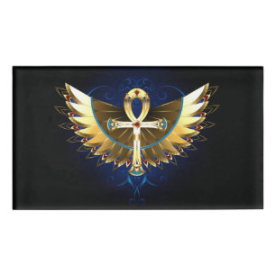 Gold Ankh with Wings Name Tag