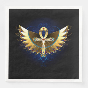 Gold Ankh with Wings Napkin