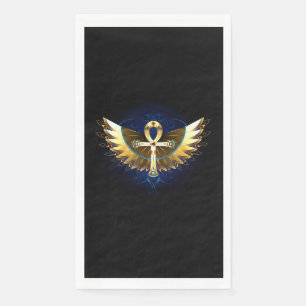 Gold Ankh with Wings Napkin