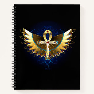 Gold Ankh with Wings Notebook