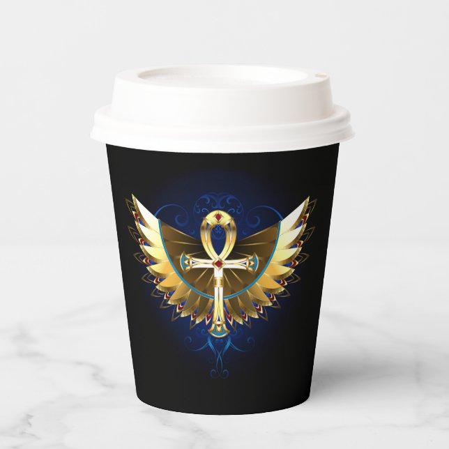 Gold Ankh with Wings Paper Cups (Front)