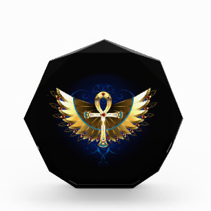 Gold Ankh with Wings Photo Block