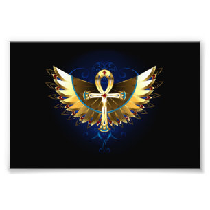 Gold Ankh with Wings Photo Print