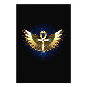 Gold Ankh with Wings Photo Print