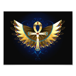 Gold Ankh with Wings Photo Print