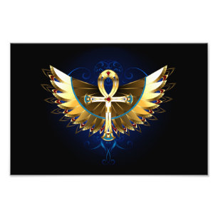 Gold Ankh with Wings Photo Print
