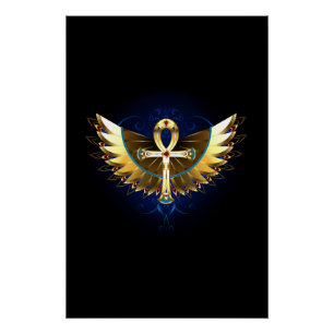 Gold Ankh with Wings Poster