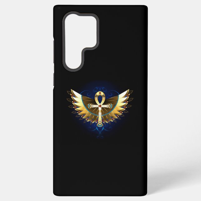 Gold Ankh with Wings Samsung Galaxy S22 Ultra Case (Back)