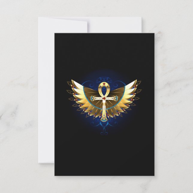 Gold Ankh with Wings Save The Date (Front)