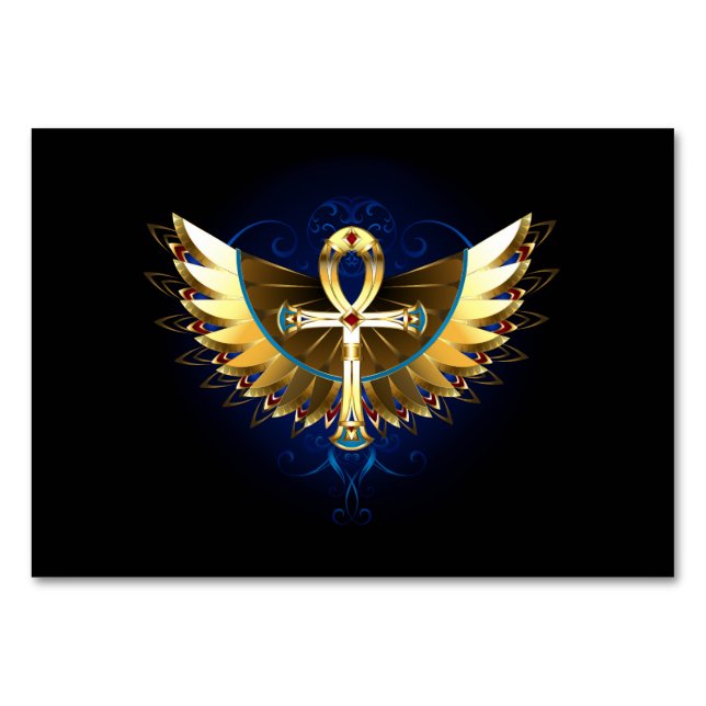 Gold Ankh with Wings Table Number (Front)