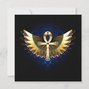 Gold Ankh with Wings Thank You Card