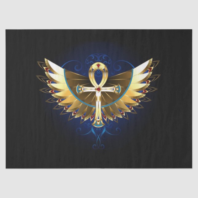 Gold Ankh with Wings Tissue Paper (Front)