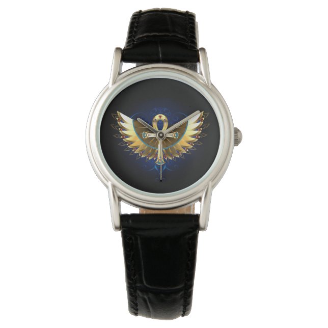 Gold Ankh with Wings Watch (Front)