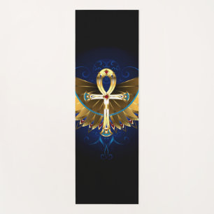 Gold Ankh with Wings Yoga Mat