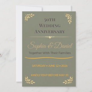 Gold Anniversary Invite   Elegant Love Design