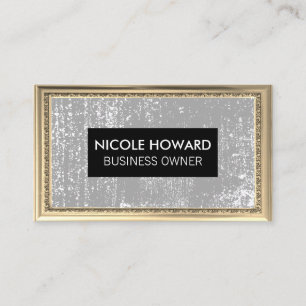 Gold Antique Frame Grey Grunge Texture Business Card
