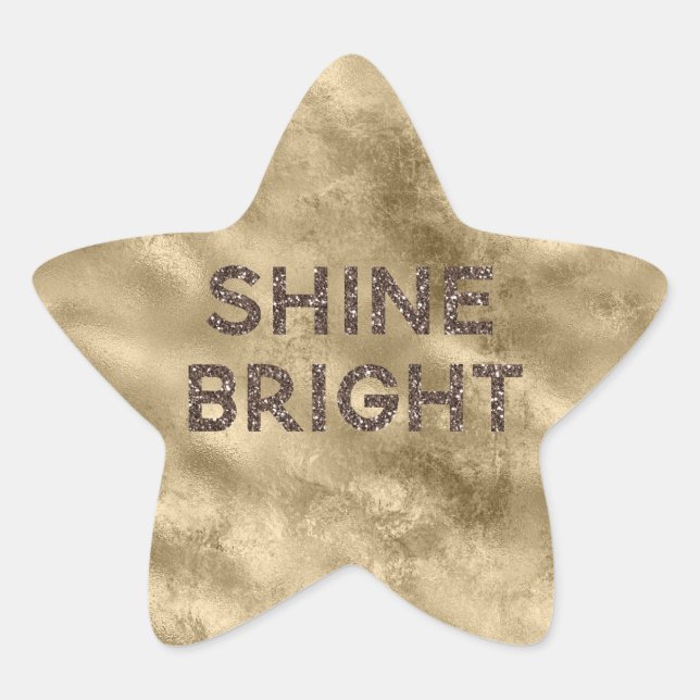 Gold Antique Glitter Glitz Shine Bright  Star Sticker (Front)