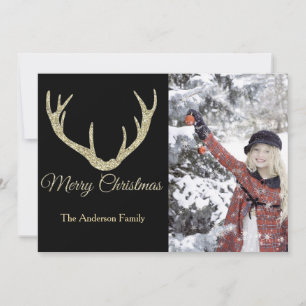 Gold Antler Christmas Holiday Card