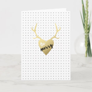 Gold Antlers   Holiday Greeting Card