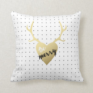 Gold Antlers   Holiday Throw Pillow