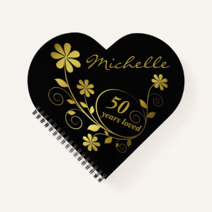 Gold Any Age Birthday Party Heart Guest Book