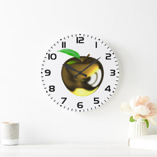 Gold Apple Large Clock