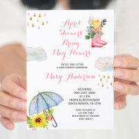 Gold April Showers Bring May Flowers Baby Shower