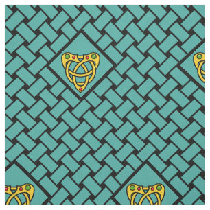 Gold/aqua/black weave, diamond, Celtic heartknot Fabric