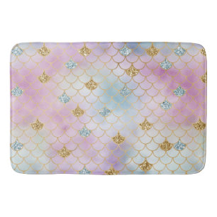 Gold Aqua Glitter Dream Purple Blush Mermaid Bath Mat