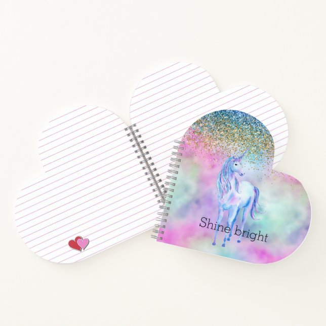 Gold Aqua Glitter Purple Unicorn Sparkle           Notebook (Inside)