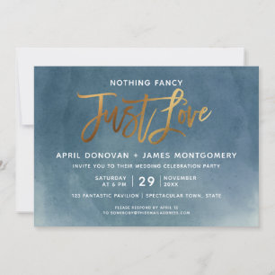 Gold Aqua Ombre Nothing Fancy Just Love Brush Invitation