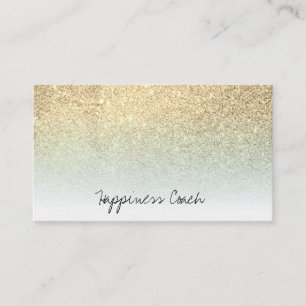 *~* Gold Aqua Pastel White Ombre Gradient Glitter Business Card