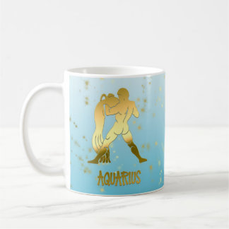 Gold Aquarius Horoscope Zodiac Astrology Sign Coffee Mug