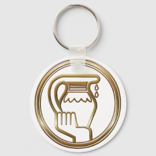 Gold Aquarius Zodiac Water Bearer Astrology Sign Key Ring
